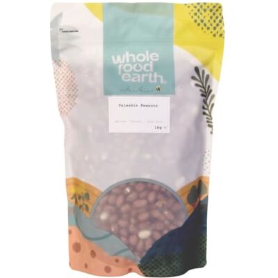 Wholefood Earth Paleskin Peanuts Gentechnikfrei natürlich vegan milchfrei ohne Zuckerzusatz, 1 kg Wholefood Earth Paleskin Peanuts Gentechnikfrei natürlich vegan milchfrei ohne Zuckerzusatz, 1 kg