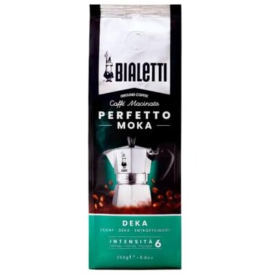 Bialetti Perfetto Moka Deka: Gemahlener Kaffee mit mittlerer Röstung, Getreide-Aroma, 250g x 6, Beutel mit Aromaventil Bialetti Perfetto Moka Deka: Gemahlener Kaffee mit mittlerer Röstung, Getreide-Aroma, 250g x 6, Beutel mit Aromaventil