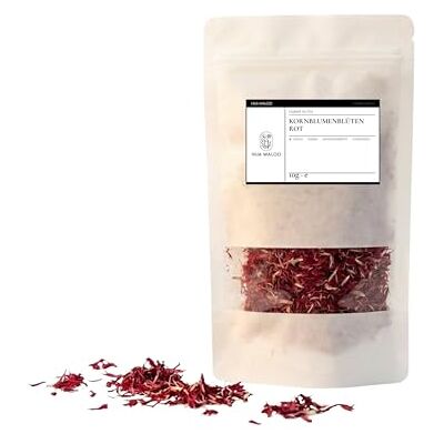 HUA MALOO Essbare Kornblumenblüten Rot 10g – Getrocknete Blüten für Tee, Desserts & Deko Perfekt für Cupcakes, Salate & Torten HUA MALOO Essbare Kornblumenblüten Rot 10g – Getrocknete Blüten für Tee, Desserts & Deko Perfekt für Cupcakes, Salate & Torten