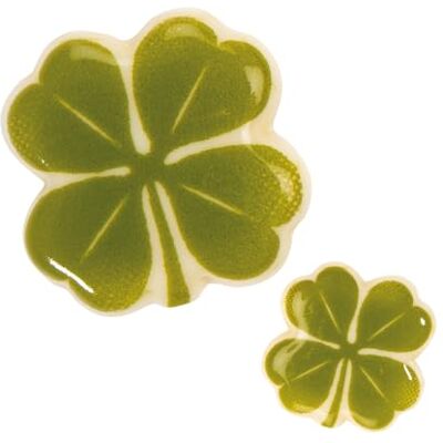 Günthart 152 Glücks Kleeblatt aus weißer Schokolade große und kleine Kleeblätter, essbare Dekoration für Kuchen und Torten, 1er Pack (213 gr) Günthart 152 Glücks Kleeblatt aus weißer Schokolade große und kleine Kleeblätter, essbare Dekoration für Kuchen und Torten, 1er Pack (213 gr)