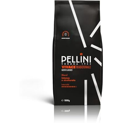 Pellini N.82 Vivace Kaffeebohnen für Espresso, 1 kg Klassische Arabica- und Robusta-Mischung, kräftiger und ausgewogener Geschmack, mittlere Röstung Pellini N.82 Vivace Kaffeebohnen für Espresso, 1 kg Klassische Arabica- und Robusta-Mischung, kräftiger und ausgewogener Geschmack, mittlere Röstung