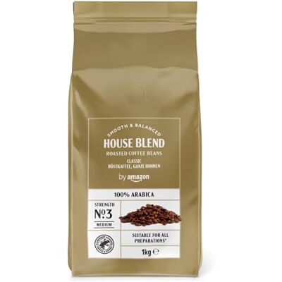 Amazon House Blend Kaffeebohnen, Mittelgeröstet, 1 kg, Rainforest Alliance Zertifiziert Amazon House Blend Kaffeebohnen, Mittelgeröstet, 1 kg, Rainforest Alliance Zertifiziert