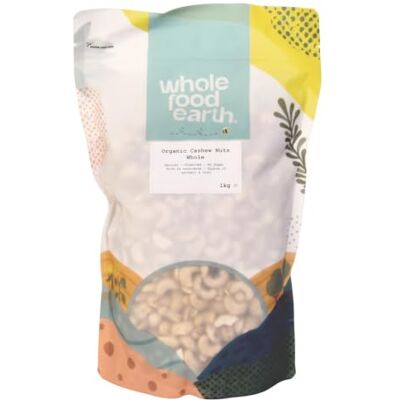 Wholefood Earth Organic Cashew Nuts Whole – 1 kg Raw GMO Free Vegan High Fibre Source of Protein Certified Organic Wholefood Earth Organic Cashew Nuts Whole – 1 kg Raw GMO Free Vegan High Fibre Source of Protein Certified Organic