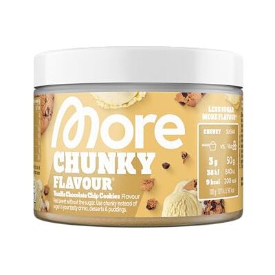 MORE NUTRITION MORE Chunky Flavour, Vanilla Chocolate Chip Cookie, 150 g Geschmackspulver zum Süßen, ohne viel Zucker und Kalorien, mit Inulin und Laktase MORE NUTRITION MORE Chunky Flavour, Vanilla Chocolate Chip Cookie, 150 g Geschmackspulver zum Süßen, ohne viel Zucker und Kalorien, mit Inulin und Laktase