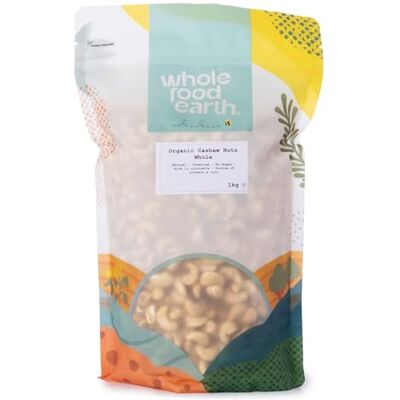 Wholefood Earth Organic Cashew Nuts Whole – 1 kg Raw GMO Free Vegan High Fibre Source of Protein Certified Organic Wholefood Earth Organic Cashew Nuts Whole – 1 kg Raw GMO Free Vegan High Fibre Source of Protein Certified Organic