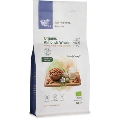Wholefood Earth Bio Mandeln Roh 3kg – GMO-Frei, Proteinquelle & Ballaststoff-Reich Wholefood Earth Bio Mandeln Roh 3kg – GMO-Frei, Proteinquelle & Ballaststoff-Reich