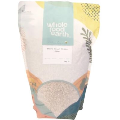 Wholefood Earth Kurzkornbrauner Reis GMO frei natürlich vegan milchfrei ohne Zuckerzusatz, 3 kg Wholefood Earth Kurzkornbrauner Reis GMO frei natürlich vegan milchfrei ohne Zuckerzusatz, 3 kg