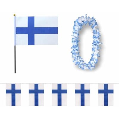 Sonia Originelli Finnland Fan-Set 9 mit Tischfahne, Girlande und Hawaiikette Fanartikel in der finnischen Nationalflagge für WM, EM und Events Sonia Originelli Finnland Fan-Set 9 mit Tischfahne, Girlande und Hawaiikette Fanartikel in der finnischen Nationalflagge für WM, EM und Events