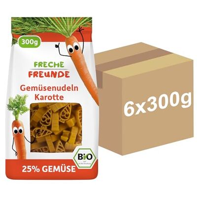 FRECHE FREUNDE Bio Gemüsenudeln "Karotte", mit 25% Gemüseanteil, vegan, 6er Pack (6 x 300 g) FRECHE FREUNDE Bio Gemüsenudeln "Karotte", mit 25% Gemüseanteil, vegan, 6er Pack (6 x 300 g)