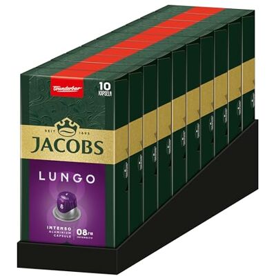 Jacobs Kaffeekapseln Lungo Intenso, Intensität 8/12, 10 x 10 Getränke, Nespresso* kompatible Kaffee Kapseln, 100 Kapseln Jacobs Kaffeekapseln Lungo Intenso, Intensität 8/12, 10 x 10 Getränke, Nespresso* kompatible Kaffee Kapseln, 100 Kapseln