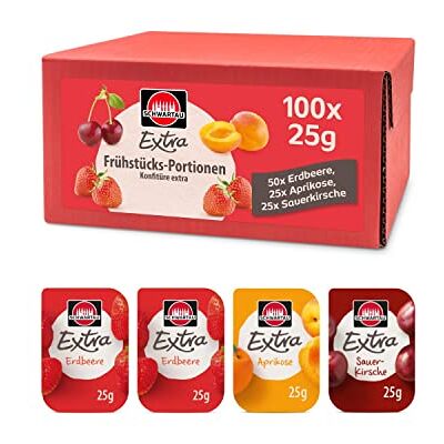 Schwartau Extra Mix Erdbeere, Aprikose, Sauerkirsche Konfitüre - Marmelade Schwartau Extra Mix Erdbeere, Aprikose, Sauerkirsche Konfitüre - Marmelade