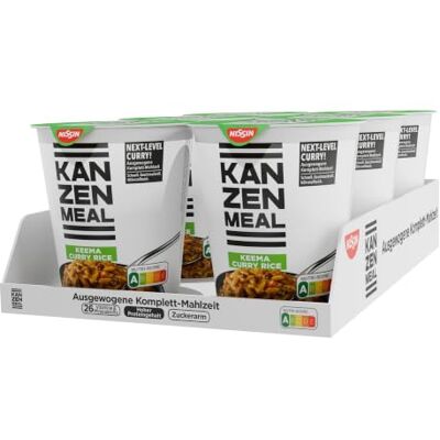NISSIN KANZEN MEAL Keema Curry Rice, 6er Pack (6x107g) KANZEN MEAL ist eine reichhaltige und köstliche Mahlzeit, die jederzeit für eine optimale Nährstoffbalance sorgt. NISSIN KANZEN MEAL Keema Curry Rice, 6er Pack (6x107g) KANZEN MEAL ist eine reichhaltige und köstliche Mahlzeit, die jederzeit für eine optimale Nährstoffbalance sorgt.