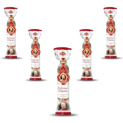 Reber Mozart-Kugeln – 5 x 5er Confiserie-Tüte in der Weihnachts-Edition – Echte Mozart-Kugeln aus Zartbitter-Schokolade, Marzipan und Nougat Reber Mozart-Kugeln – 5 x 5er Confiserie-Tüte in der Weihnachts-Edition – Echte Mozart-Kugeln aus Zartbitter-Schokolade, Marzipan und Nougat