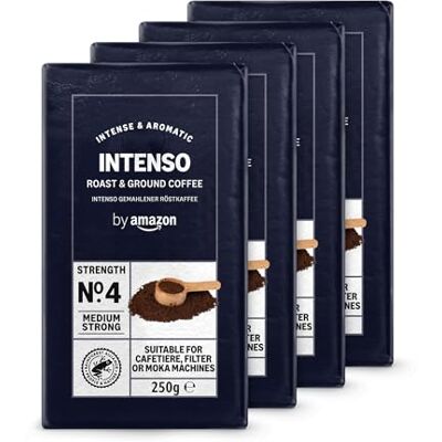 Amazon Intenso Gemahlener Röstkaffee, 1kg (4 Packs of 250g), Rainforest Alliance-Zertifizierung Amazon Intenso Gemahlener Röstkaffee, 1kg (4 Packs of 250g), Rainforest Alliance-Zertifizierung
