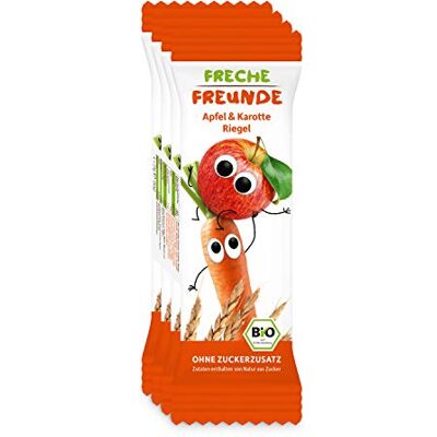 FRECHE FREUNDE Bio Fruchtriegel Apfel & Karotte, Obst & Gemüse Riegel für Babys und Kinder ab 1 Jahr, fruchtiger Snack ohne Zuckerzusatz, vegan, laktosefrei, 6er Pack, 6x (4x 23g) FRECHE FREUNDE Bio Fruchtriegel Apfel & Karotte, Obst & Gemüse Riegel für Babys und Kinder ab 1 Jahr, fruchtiger Snack ohne Zuckerzusatz, vegan, laktosefrei, 6er Pack, 6x (4x 23g)