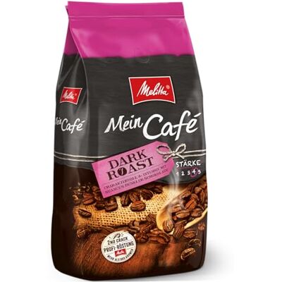 Melitta Ganze Kaffeebohnen, charaktervoll und intensiv mit Nuancen dunkler Schokolade, Stärke 4, Mein Cafe Dark Roast, 1kg Melitta Ganze Kaffeebohnen, charaktervoll und intensiv mit Nuancen dunkler Schokolade, Stärke 4, Mein Cafe Dark Roast, 1kg