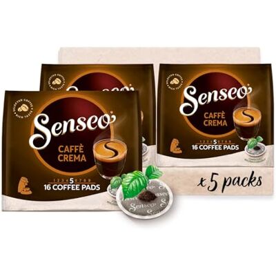 Senseo Pads Caffè Crema, Medium Roast, 80 Kaffeepads, 5 x 16 Getränke Senseo Pads Caffè Crema, Medium Roast, 80 Kaffeepads, 5 x 16 Getränke