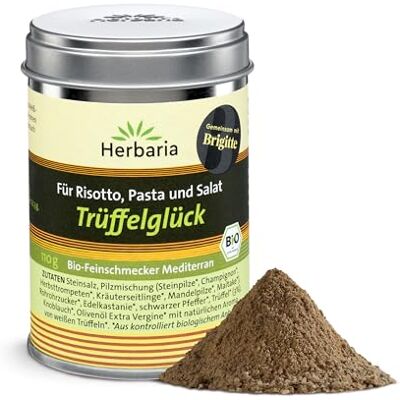 Herbaria TRÜFFELGLÜCK, Bio Pilz- & Trüffelgewürz, 110g Bio Gewürz mit Pilzen & Trüffelöl, würzig-vollmundiges Trüffelaroma, für Risotto, Pasta & Pilzgerichte, in der Weißblechdose Herbaria TRÜFFELGLÜCK, Bio Pilz- & Trüffelgewürz, 110g Bio Gewürz mit Pilzen & Trüffelöl, würzig-vollmundiges Trüffelaroma, für Risotto, Pasta & Pilzgerichte, in der Weißblechdose