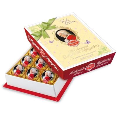 Reber Mozart-Barock, Echte Mozart-Kugeln, Oster-Edition, Pralinen aus Zartbitter-Schokolade, Marzipan, Nougat, Tolles Geschenk, 12er-Packung Reber Mozart-Barock, Echte Mozart-Kugeln, Oster-Edition, Pralinen aus Zartbitter-Schokolade, Marzipan, Nougat, Tolles Geschenk, 12er-Packung