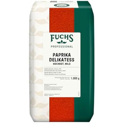 Fuchs Professional Paprika Delikatess hochrot schärfefrei 1 kg Beutel Schonend vermahlen, mildes Gewürz Für Großverbraucher und Gastronomie Fuchs Professional Paprika Delikatess hochrot schärfefrei 1 kg Beutel Schonend vermahlen, mildes Gewürz Für Großverbraucher und Gastronomie