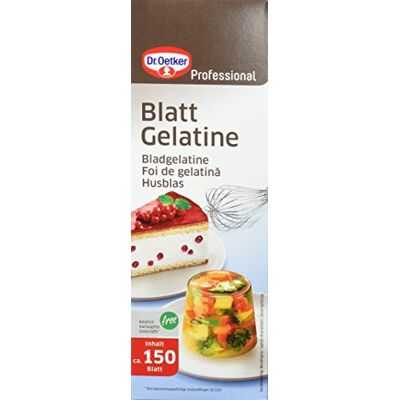 Dr. Oetker Professional Speisegelatine, Für Süßes oder Deftiges, 1 x 500 g, ca. 150 Blatt, Blattgelatine Dr. Oetker Professional Speisegelatine, Für Süßes oder Deftiges, 1 x 500 g, ca. 150 Blatt, Blattgelatine