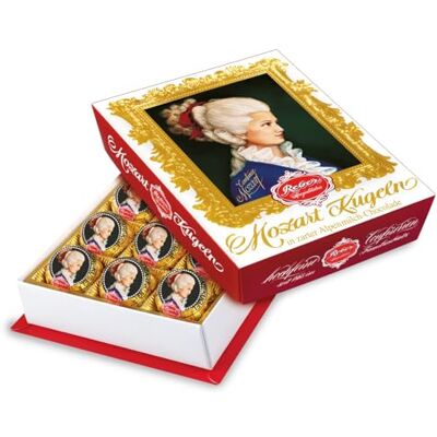 Reber , Constanze Mozart-Kugeln Barock, 15er Packung, Kugeln aus Alpenmilch Schokolade, Gefüllt mit Pistazien, Marzipan, Mandeln, Haselnuss-Nougat, 300g (15 Constanze Stück) Reber , Constanze Mozart-Kugeln Barock, 15er Packung, Kugeln aus Alpenmilch Schokolade, Gefüllt mit Pistazien, Marzipan, Mandeln, Haselnuss-Nougat, 300g (15 Constanze Stück)