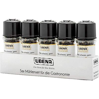 Ubena Foodservice 5er Set schwarzer Pfeffer ganz 5 x 45 g in der Mühle Ideal zum Nachwürzen am Tisch Für Großverbraucher, Gastronomie und Restaurants Ubena Foodservice 5er Set schwarzer Pfeffer ganz 5 x 45 g in der Mühle Ideal zum Nachwürzen am Tisch Für Großverbraucher, Gastronomie und Restaurants