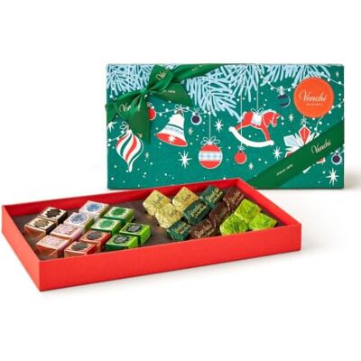 Venchi , Weihnachts-Geschenkbox, 24 Pralinen, Glutenfrei, 245 g Geschenkbox mit sortierten Cremini und Gianduiotti, Vintage Dream Kollektion, Limited Edition, Weihnachts-Geschenkidee Venchi , Weihnachts-Geschenkbox, 24 Pralinen, Glutenfrei, 245 g Geschenkbox mit sortierten Cremini und Gianduiotti, Vintage Dream Kollektion, Limited Edition, Weihnachts-Geschenkidee