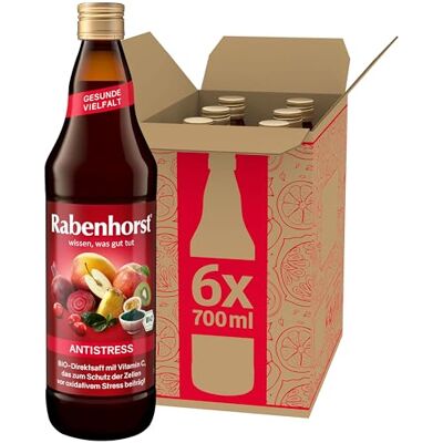 Rabenhorst Antistress 6er Pack (6 x 700 ml) Mehrfrucht-Rote-Bete-Saft in Bio-Qualität mit Matcha und Spirulina-Algen Rabenhorst Antistress 6er Pack (6 x 700 ml) Mehrfrucht-Rote-Bete-Saft in Bio-Qualität mit Matcha und Spirulina-Algen