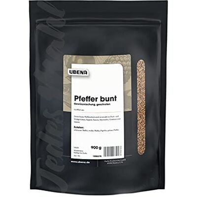 Ubena Foodservice Pfeffer bunt geschrotet 900 g im großen Beutel Im wiederverschließbaren Vorratsbeutel Für Großverbraucher, Restaurants und Gastronomie Ubena Foodservice Pfeffer bunt geschrotet 900 g im großen Beutel Im wiederverschließbaren Vorratsbeutel Für Großverbraucher, Restaurants und Gastronomie