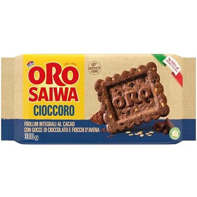ORO SAIWA Cruscoro Frollino Integrale al cacao con gocce di cioccolato Vollkornkekse mit Kakao und Schokoladenstückchen biscuits cookies ORO SAIWA Cruscoro Frollino Integrale al cacao con gocce di cioccolato Vollkornkekse mit Kakao und Schokoladenstückchen biscuits cookies