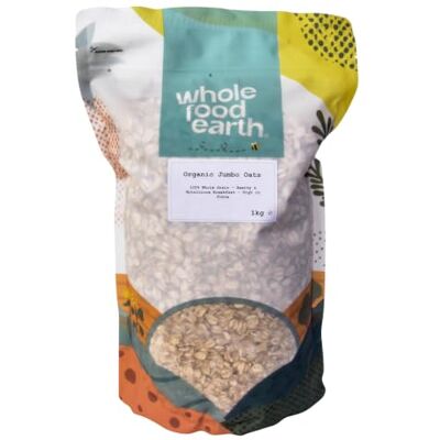 Wholefood Earth Bio-Jumbo-Haferflocken – 1 kg Vegan Gentechnikfrei Ballaststoffreich Bio-zertifiziert Wholefood Earth Bio-Jumbo-Haferflocken – 1 kg Vegan Gentechnikfrei Ballaststoffreich Bio-zertifiziert