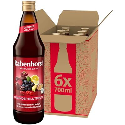 Rabenhorst Gesunder Blutdruck BIO 6er Pack (6 x 700 ml) Rote Bete-Mehrfruchtsaft mit Kalium für einen normalen Blutdruck Rabenhorst Gesunder Blutdruck BIO 6er Pack (6 x 700 ml) Rote Bete-Mehrfruchtsaft mit Kalium für einen normalen Blutdruck