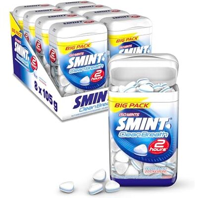 Smint 2H Clean Breath Peppermint, 8 Big-Pack Dosen mit je 150 Minz-Pastillen, zuckerfreie Mints für über 2 Stunden frischen Atem (8 x 150 Stück) Smint 2H Clean Breath Peppermint, 8 Big-Pack Dosen mit je 150 Minz-Pastillen, zuckerfreie Mints für über 2 Stunden frischen Atem (8 x 150 Stück)