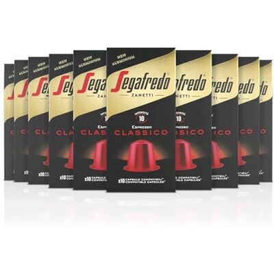 Segafredo Zanetti 100 Aluminiumkapseln kompatibel mit Nespresso®* Classico Kaffee, reich und harmonisch im Geschmack (10 Boxen mit je 10 Kapseln) Geeignet für Nespresso Original Maschinen Segafredo Zanetti 100 Aluminiumkapseln kompatibel mit Nespresso®* Classico Kaffee, reich und harmonisch im Geschmack (10 Boxen mit je 10 Kapseln) Geeignet für Nespresso Original Maschinen
