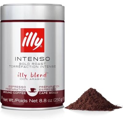 illy Intenso Espresso dunkel gerösteter gemahlener Kaffee, 250 g – KAUFEN 3, ERHALTEN SIE 3 GRATIS – Kühne und reichhaltige italienische Espressomischung – 100% Arabica-Bohnen – perfekt gemahlen für illy Intenso Espresso dunkel gerösteter gemahlener Kaffee, 250 g – KAUFEN 3, ERHALTEN SIE 3 GRATIS – Kühne und reichhaltige italienische Espressomischung – 100% Arabica-Bohnen – perfekt gemahlen für