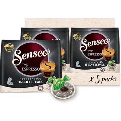 Senseo Pads Typ Espresso, 5 x 16 Getränke, 80 Kaffeepads, Dunkle Röstung Senseo Pads Typ Espresso, 5 x 16 Getränke, 80 Kaffeepads, Dunkle Röstung
