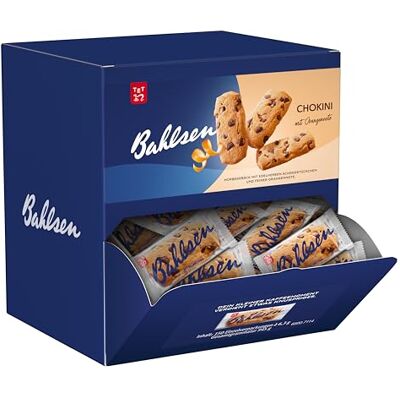 The Bahlsen Family Bahlsen Chokini Mürbegebäck mit Schokostückchen, ca. 150 Stück Einzelpackungen – zartes Mürbegebäck mit dunklen Schokostückchen & feiner Orangennote, ideal für Theke, Bäckerei & Büro The Bahlsen Family Bahlsen Chokini Mürbegebäck mit Schokostückchen, ca. 150 Stück Einzelpackungen – zartes Mürbegebäck mit dunklen Schokostückchen & feiner Orangennote, ideal für Theke, Bäckerei & Büro