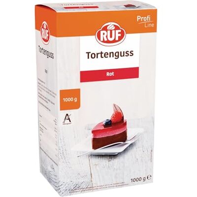 RUF Tortenguss Rot, ohne Gelatine, Überzug für Rote Früchte auf Tortenboden, Obstkuchen und Tarte, einfache Zubereitung mit heißem Wasser, 1x1000 RUF Tortenguss Rot, ohne Gelatine, Überzug für Rote Früchte auf Tortenboden, Obstkuchen und Tarte, einfache Zubereitung mit heißem Wasser, 1x1000