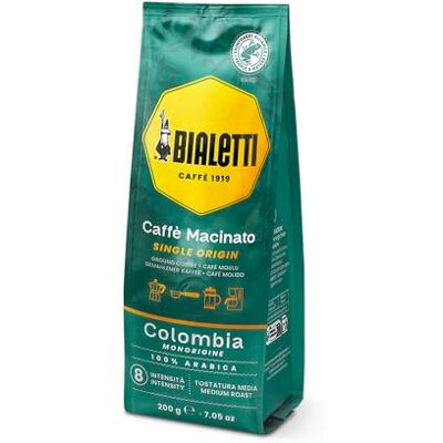 Bialetti Gemahlener Kaffee Single Origin Colombia 100 Prozent Arabica 200g Mittlere Röstung Intensität 8 Bialetti Gemahlener Kaffee Single Origin Colombia 100 Prozent Arabica 200g Mittlere Röstung Intensität 8