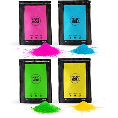 POLVO HOLI Packung mit 400 g, 4 Beutel à 100 g, 4 Farben POLVO HOLI Packung mit 400 g, 4 Beutel à 100 g, 4 Farben