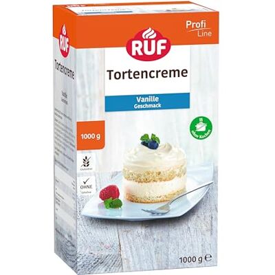 RUF Tortencreme Vanille nur Milch hinzufügen, für eine luftig lockere Füllung, zur Garnitur von Biskuit und Cupcake, vielseitig einsetzbar, Großpackung, 1x1000g RUF Tortencreme Vanille nur Milch hinzufügen, für eine luftig lockere Füllung, zur Garnitur von Biskuit und Cupcake, vielseitig einsetzbar, Großpackung, 1x1000g