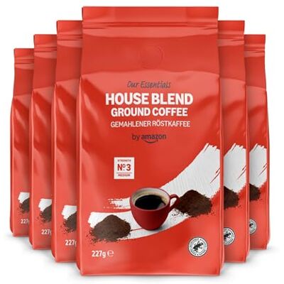 Amazon Hausmischung Gemahlener Kaffee, Mittlere Röstung, 1,36kg (6 Packungen à 227g) – Rainforest Alliance-Zertifiziert Amazon Hausmischung Gemahlener Kaffee, Mittlere Röstung, 1,36kg (6 Packungen à 227g) – Rainforest Alliance-Zertifiziert