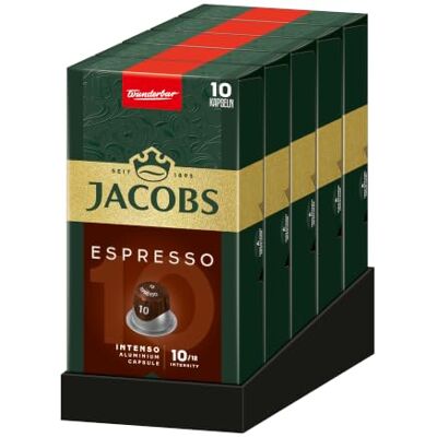 Jacobs Kaffeekapseln Espresso Intenso, Intensität 10/12, 10 x 10 Getränke, Nespresso* kompatible Kaffee Kapseln, 100 Kapseln Jacobs Kaffeekapseln Espresso Intenso, Intensität 10/12, 10 x 10 Getränke, Nespresso* kompatible Kaffee Kapseln, 100 Kapseln