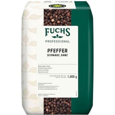 Fuchs Professional Fuchs Pfeffer schwarz ganz Spezial (1 x 1 kg) 1er Pack Pfefferkörner, ungemahlen Zum frischen Vermahlen und Mörsern Für Großverbraucher und Gastronomie Fuchs Professional Fuchs Pfeffer schwarz ganz Spezial (1 x 1 kg) 1er Pack Pfefferkörner, ungemahlen Zum frischen Vermahlen und Mörsern Für Großverbraucher und Gastronomie