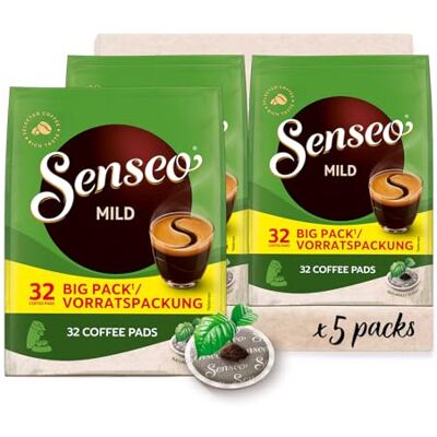Senseo Pads Mild, Vorratspackung, 5 x 32 Getränke, 160 Kaffeepads, Leichte Röstung Senseo Pads Mild, Vorratspackung, 5 x 32 Getränke, 160 Kaffeepads, Leichte Röstung