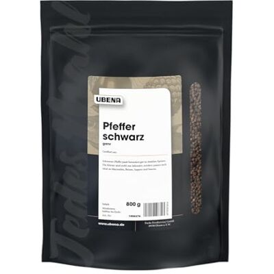 Ubena Foodservice Pfefferkörner schwarz 800 g im großen Beutel Im wiederverschließbaren Vorratsbeutel Für Großverbraucher, Restaurants und Gastronomie Ubena Foodservice Pfefferkörner schwarz 800 g im großen Beutel Im wiederverschließbaren Vorratsbeutel Für Großverbraucher, Restaurants und Gastronomie