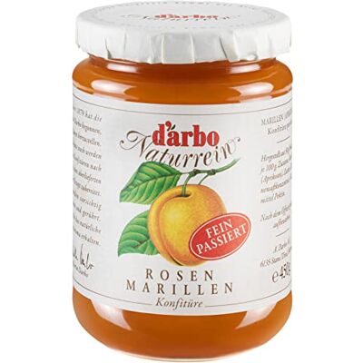 Darbo Naturrein Marillen (Aprikosen) Konfitüre fein passiert, 6 x 450 g Gläser, ideal zum Frühstück aufs Brötchen als auch zum Veredeln von Desserts und Süßspeisen Darbo Naturrein Marillen (Aprikosen) Konfitüre fein passiert, 6 x 450 g Gläser, ideal zum Frühstück aufs Brötchen als auch zum Veredeln von Desserts und Süßspeisen
