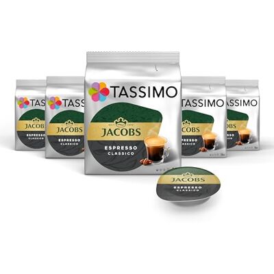 Tassimo Kapseln Jacobs Espresso Classico, 5 x 16 Pads, 80 Kaffeekapseln, dunkle Röstung Tassimo Kapseln Jacobs Espresso Classico, 5 x 16 Pads, 80 Kaffeekapseln, dunkle Röstung