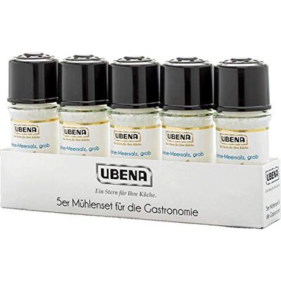 Ubena Foodservice 5er Set grobes Meersalz 5 x 90 g in der Mühle Ideal zum Nachwürzen am Tisch Für Großverbraucher, Gastronomie und Restaurants Ubena Foodservice 5er Set grobes Meersalz 5 x 90 g in der Mühle Ideal zum Nachwürzen am Tisch Für Großverbraucher, Gastronomie und Restaurants
